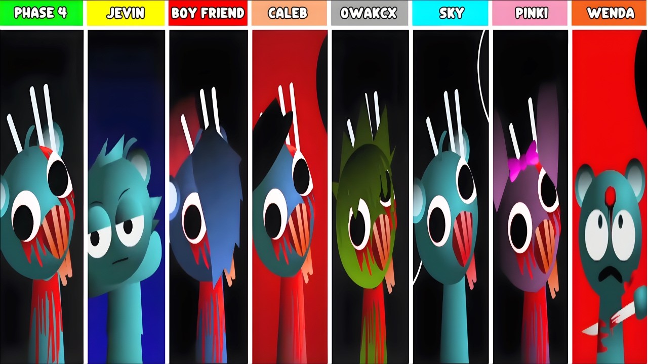 Phase 4 But Everyone Is JEVIN BOYFRIEND VS CLUKR VS OWAKCX VS SKY VS PINKI WENDA Incredibox Sprunki