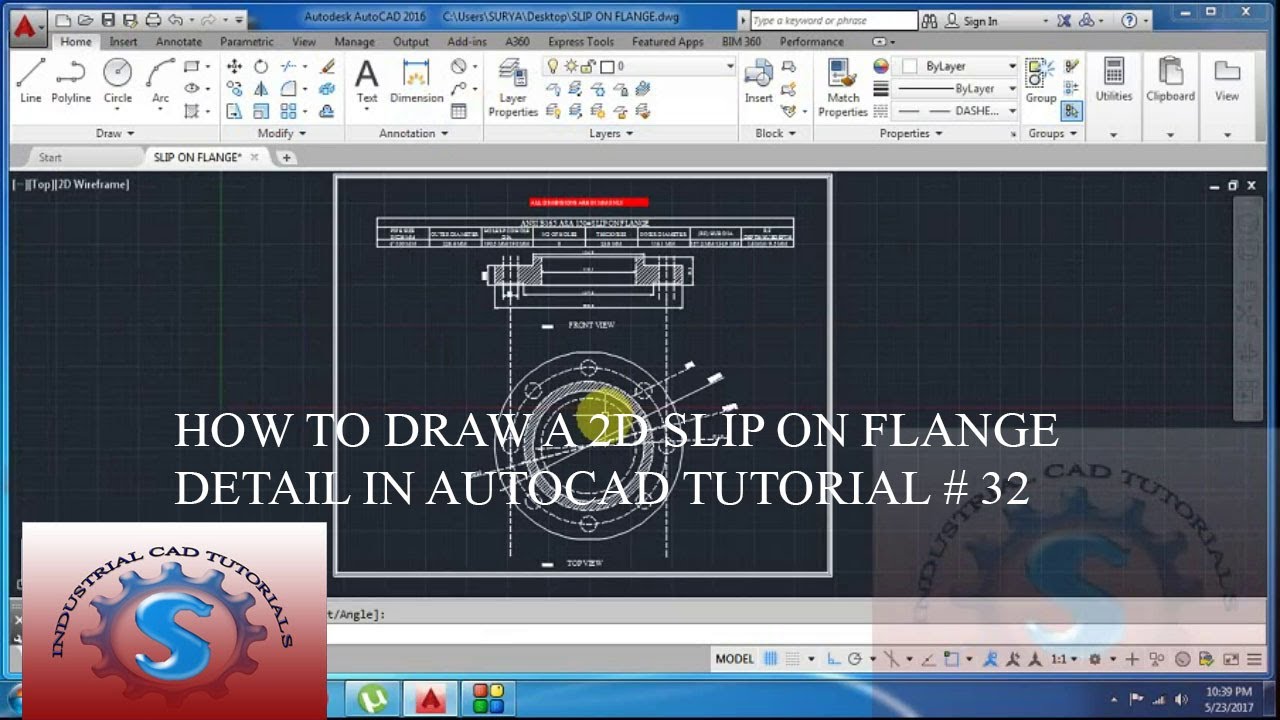 HOW TO DRAW A 2D SLIP ON FLANGE DETAIL IN AUTOCAD TUTORIAL # 32