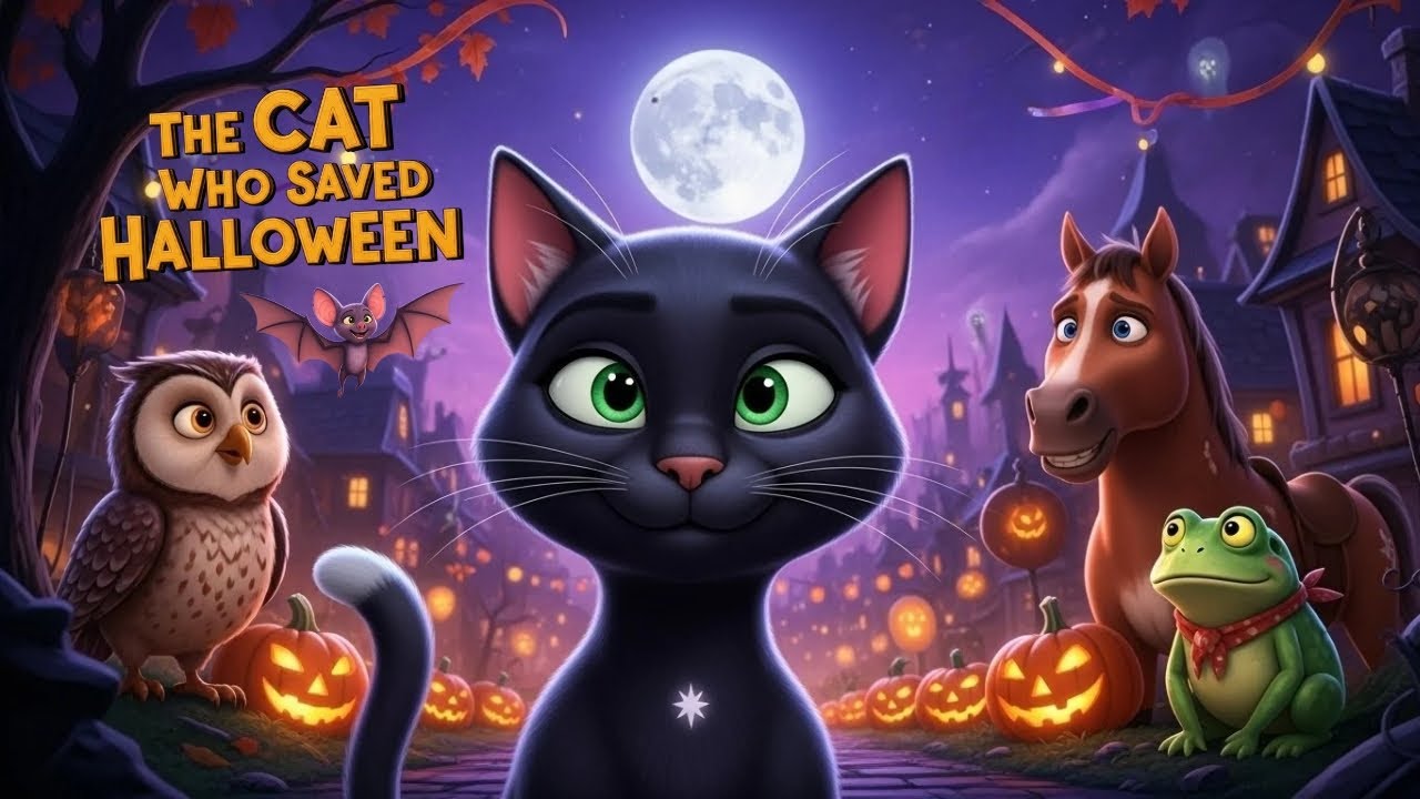Кот, который спас Хэллоуин | Сказки на ночь для детей на английском языке на Хэллоуин | Моральная...