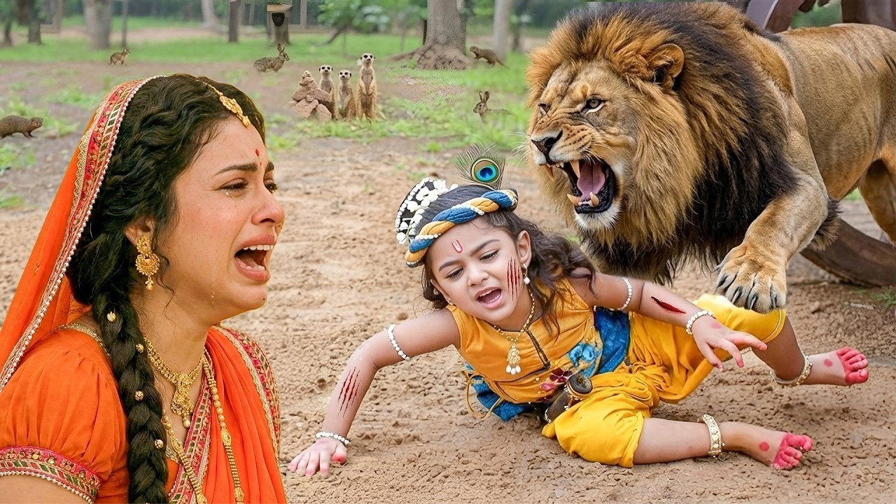 अब कैसे बच पाएंगे कान्हा शेर के हमले से ? #yashomatimaiyaakenandlala #Shree Krishna Leela #ymkn