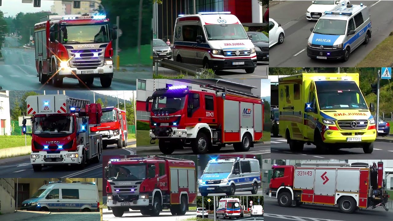 [Trąby-Fiamm-Horn] Podsumowanie wakacji 2024: alarmowo PSP Bielsko-Biała, Ambulanse P, S, N, Policja