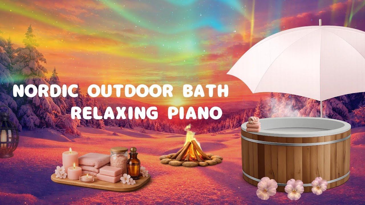 Nordic Outdoor Bath ❄️ Relaxing Piano Music | Deep Calm & Winter Serenity