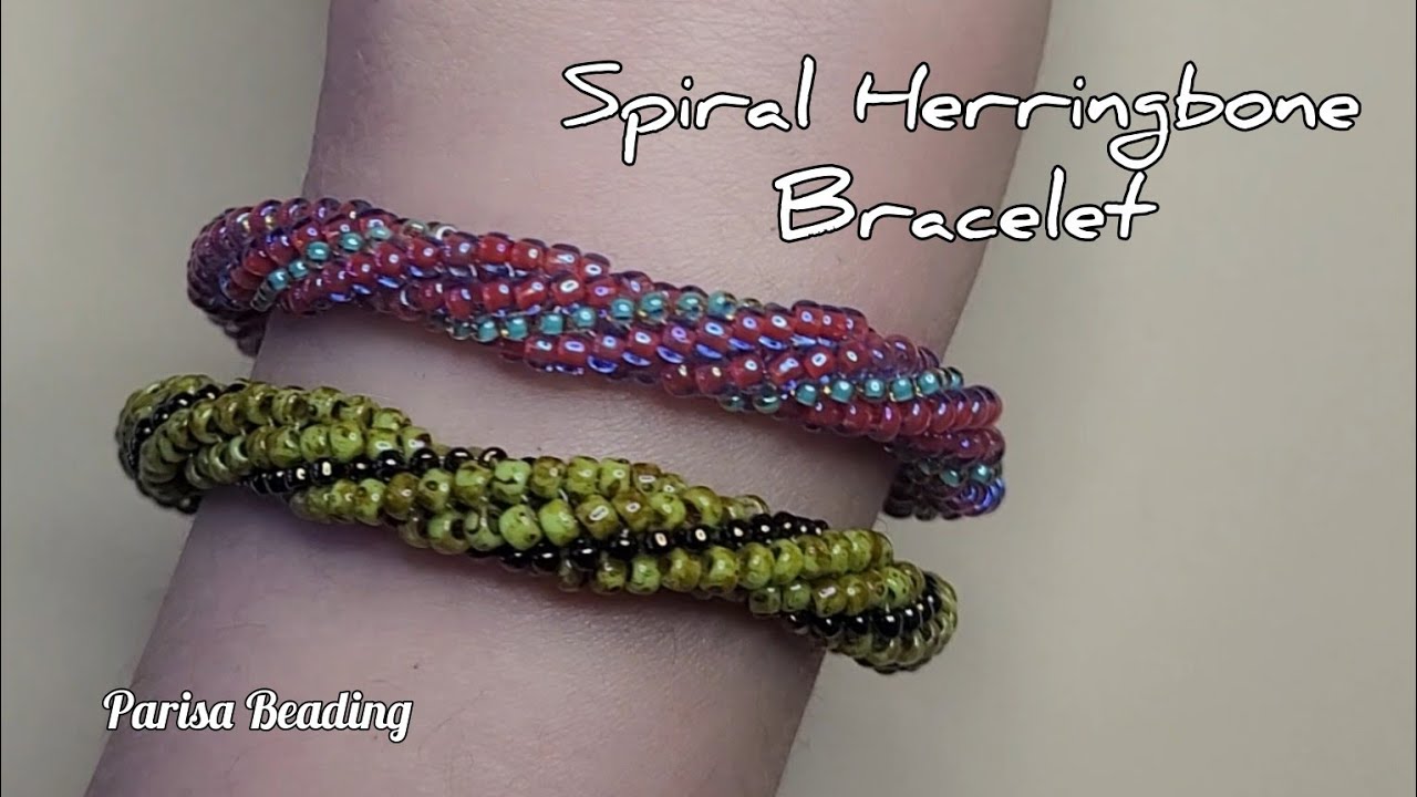 DIY Beaded Spiral Herringbone Stitch Bracelet Tutorial 💐