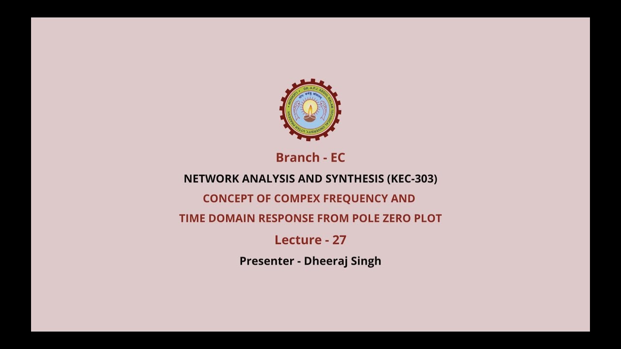 Network Analysis and Synthesis|Concept of Complex Frequency and Time Response from Pole Zero Plot|