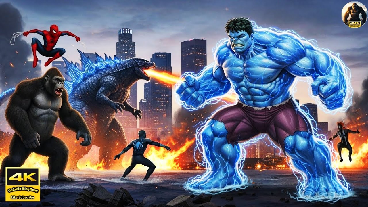 Blue Hulk vs Godzilla 🐲💥 King Kong Enters the Battle | Epic 8K Monster War #GodzillaKingKong #hulk