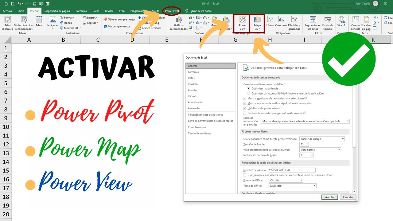 Como ACTIVAR Power VIEW, Power PIVOT y Power MAP en Excel | F&aacute;cil y R&aacute;pido |