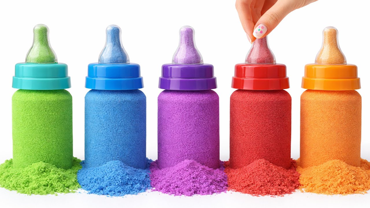 Satisfying Video | How To Make Rainbow Milk Bottle From Kinetic Sand Cutting ASMR