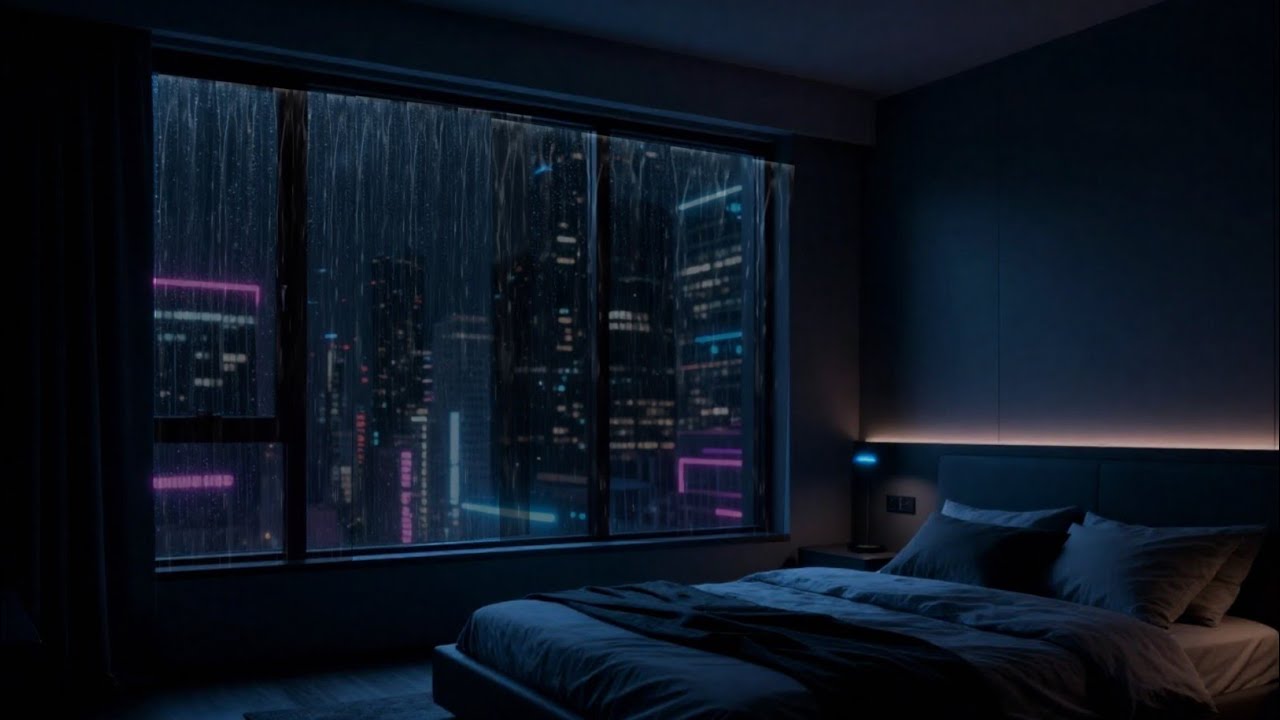 Rain ASMR for Deep Sleep 🎧 Cozy Bedroom With Relaxing City Ambience 1 Hour