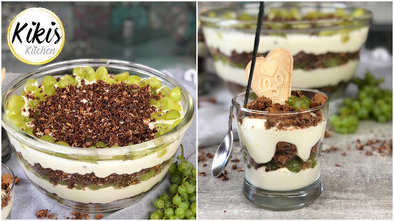 Weintrauben Dessert | Trauben Schichtdessert mit Mascarpone Quarkcreme | Einfaches Rezept