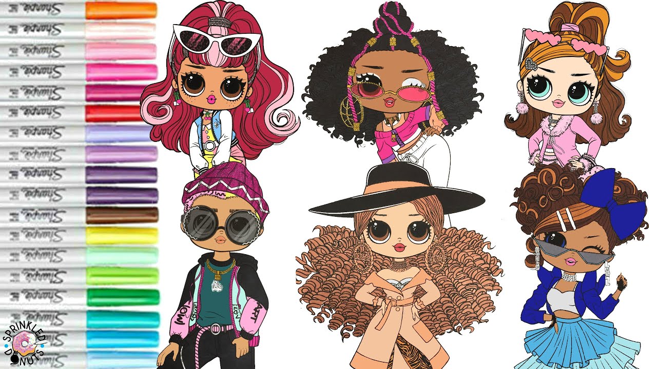 LOL Surprise OMG Coloring Book Compilation Da Boss Cool Lev Miss Glam Hoops Cutie Cherry Fancy Gurl