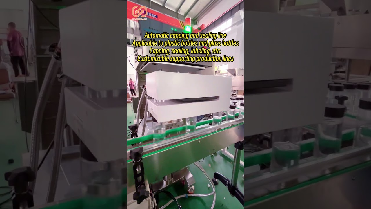 Automatic capping and sealing line for plastic and glass bottles#cappingmachine #sealingmachine