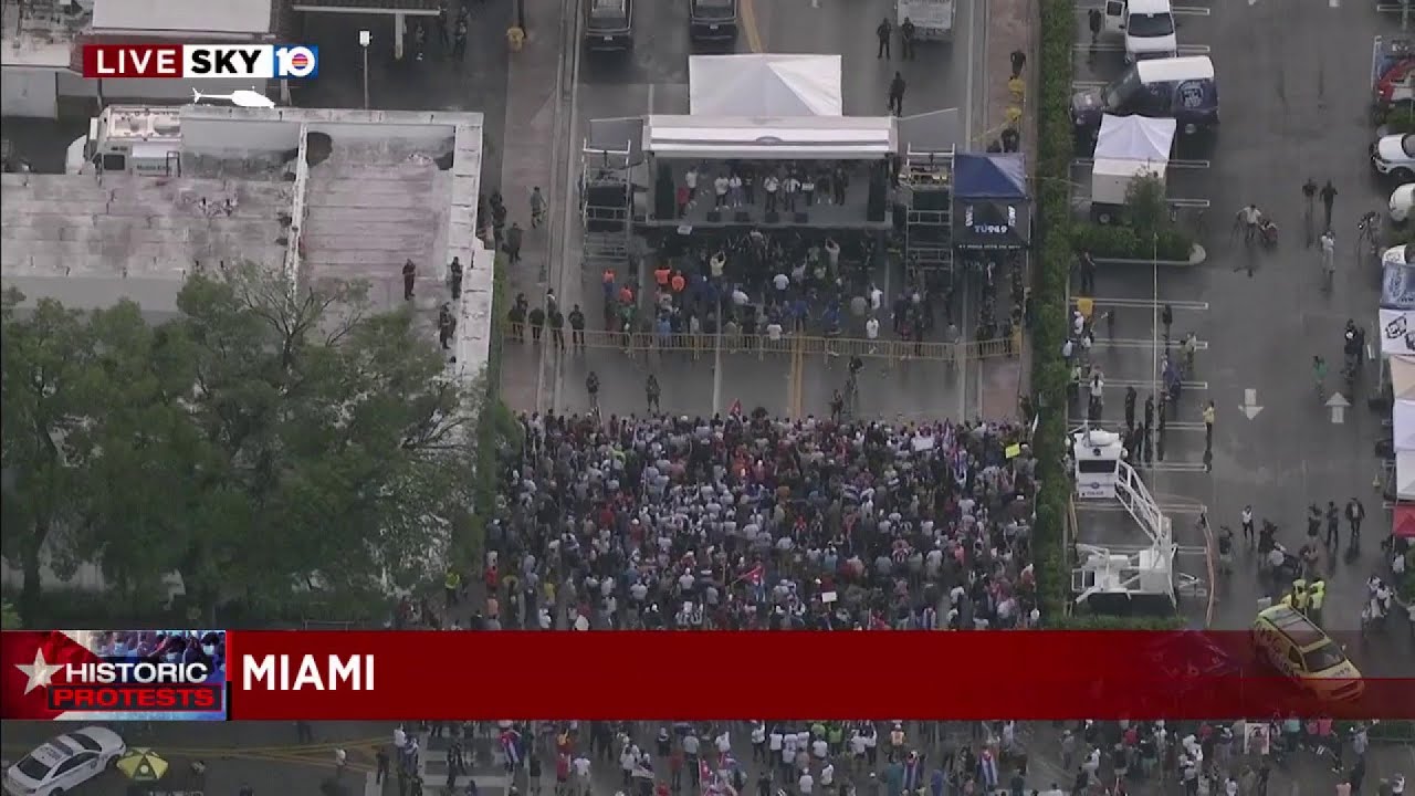 More SOS Cuba protesters arrive at Calle Ocho for Little Havana concert