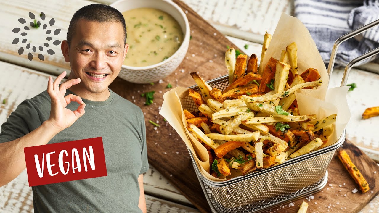 Gemüse Pommes mit Dip | schnell & vegan