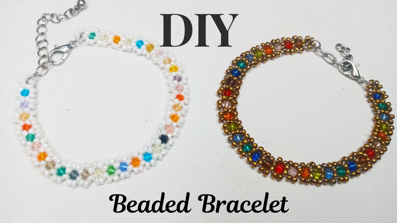 Seed bead jewelry making tutorials for beginners//Colorful seed beads bracelet