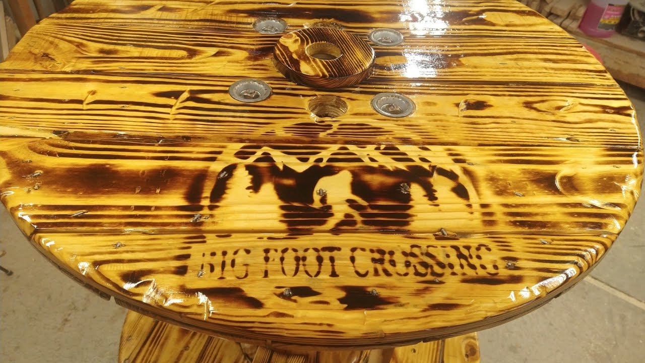 Awesome cable spool table. 