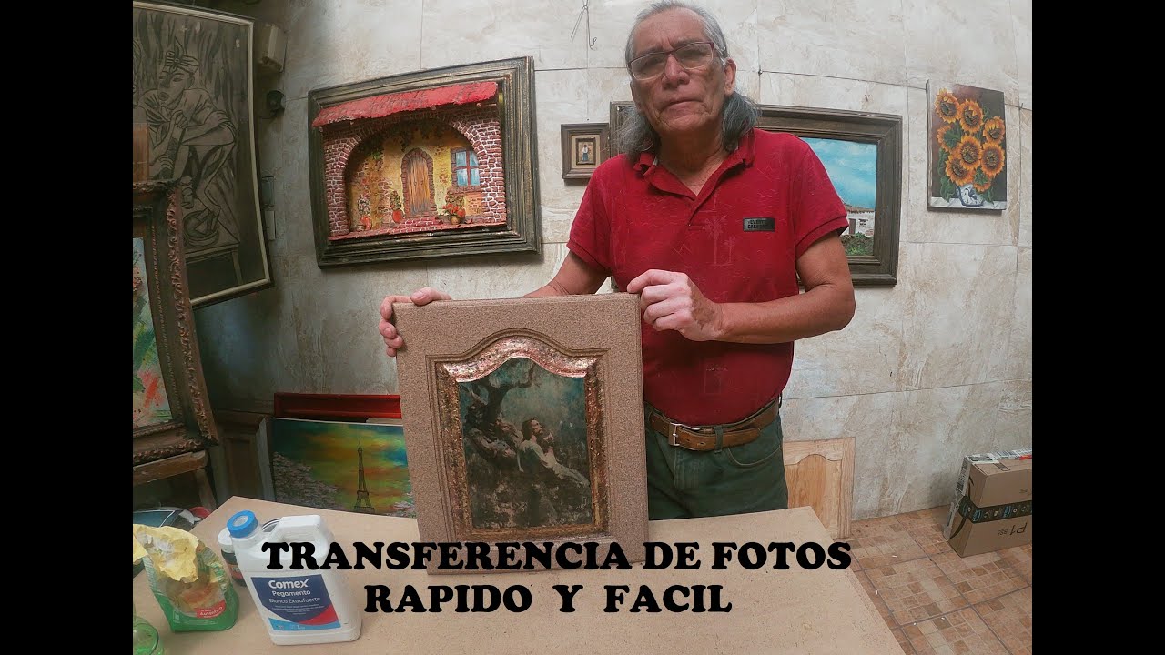 como transferir fotos  a madera con cola blanca o Resistol blanco rápido y fácil paso a paso.