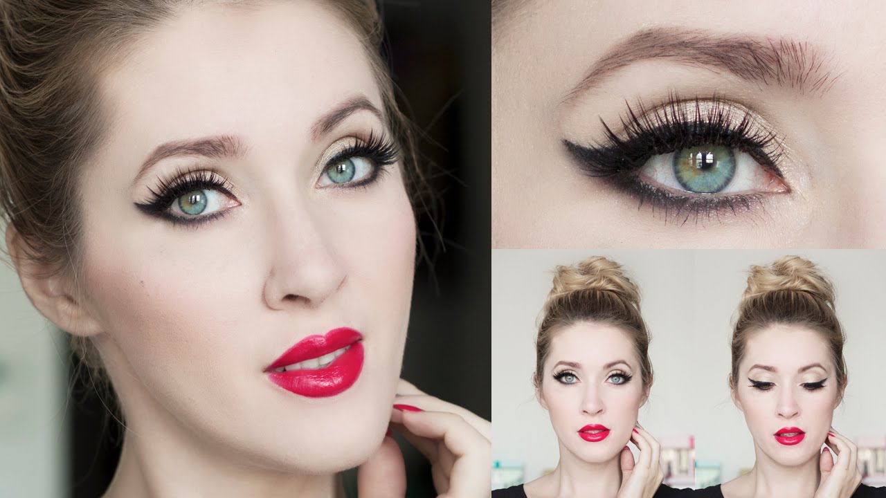 Tuto maquillage de soirée chic et simple ★ Eyeliner l'œil-de-chat, yeux blues/verts/gris