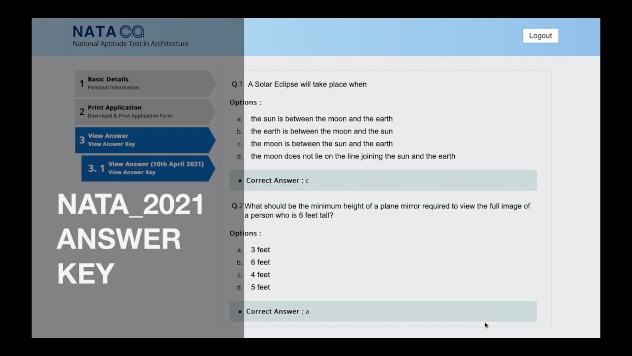 NATA PAPER 2021 // ACTUAL QUESTION PAPER_YEAR 2021 // ANSWER KEY #NATA #NATA2021 #NATA 2021 RESULT