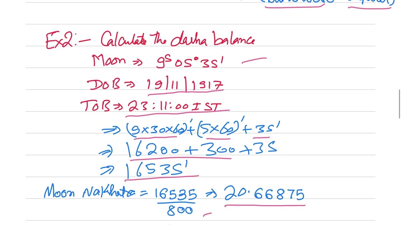 Vimshottari Maha Dasha Calculation Part 1