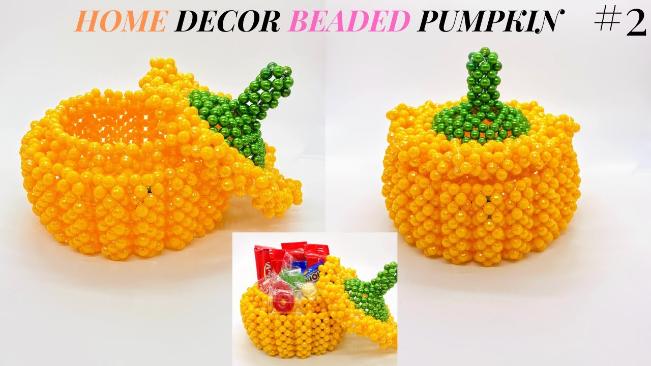 HOW TO MAKE HOME DECORE BEADED PUMPKIN (TUTORIAL-EASY FALL CRAFT/FALL DECORATION/ 3D BEADED PUMPKIN