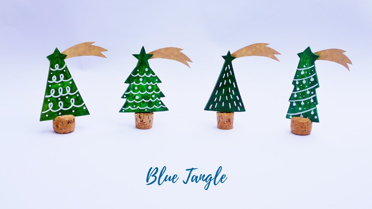 Segnaposti natalizi fai da te a forma di albero di Natale