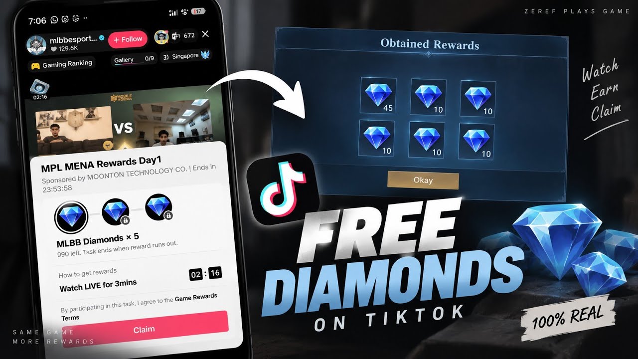 MLBB TIKTOK DROP GET FREE DIAMONDS DAILY / DON'T MISS THE DROP.