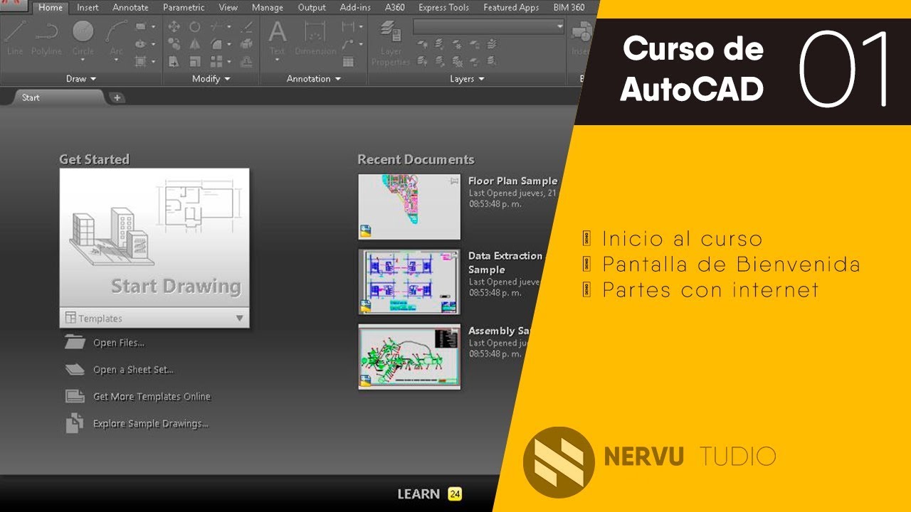 Curso Especial de AutoCAD_01_Pantalla de bienvenida