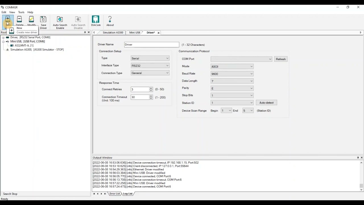 COMMGR USB And Ethernet  Configure For PLC Delta DVP AS300