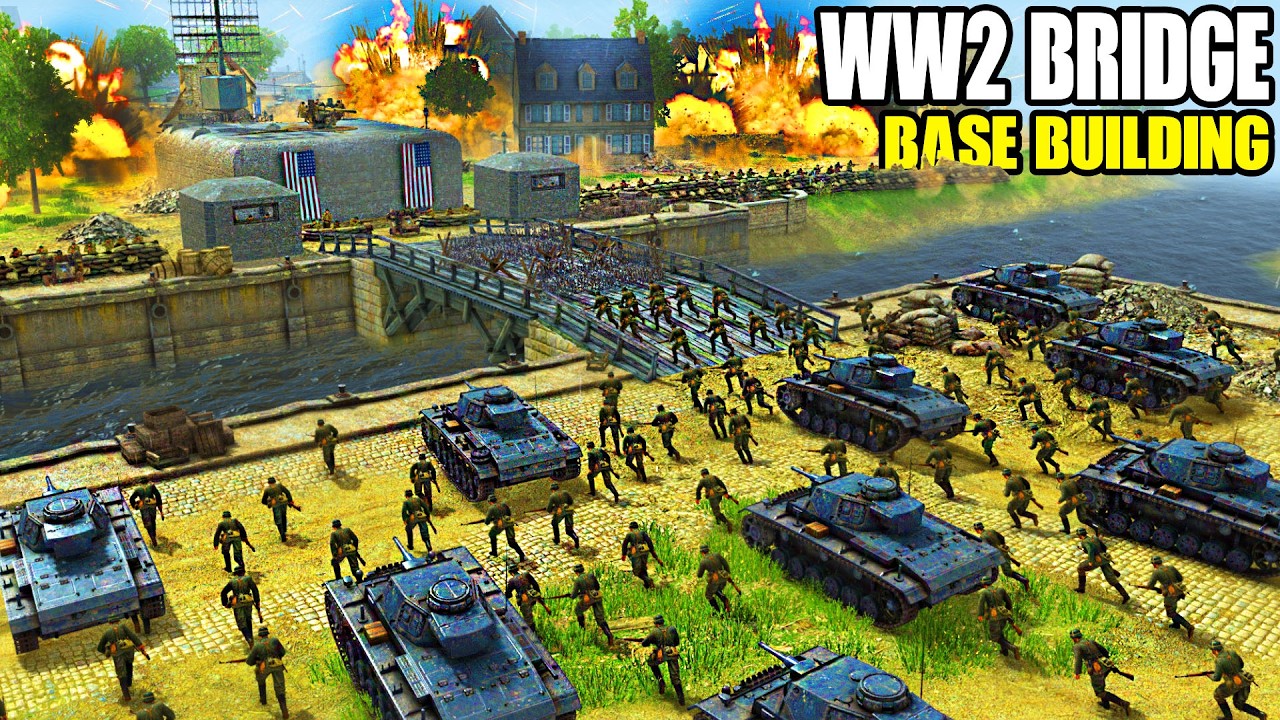 I built 100,000 MINES on a BRIDGE FORTRESS Defense in this WW2 Base Building Simulator!