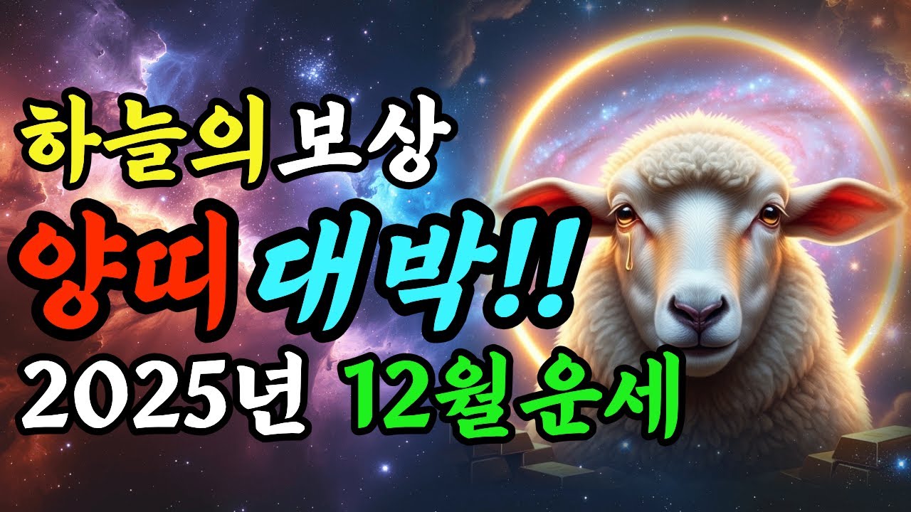 양띠 대박!! 2025년 1979년생 47세 기미생 양띠운세! 버텨온 모든 고생 끝난다! 외면당하고 이용만 당하던 날들, 드디어 하늘이 보상하는 대반전의 12월!