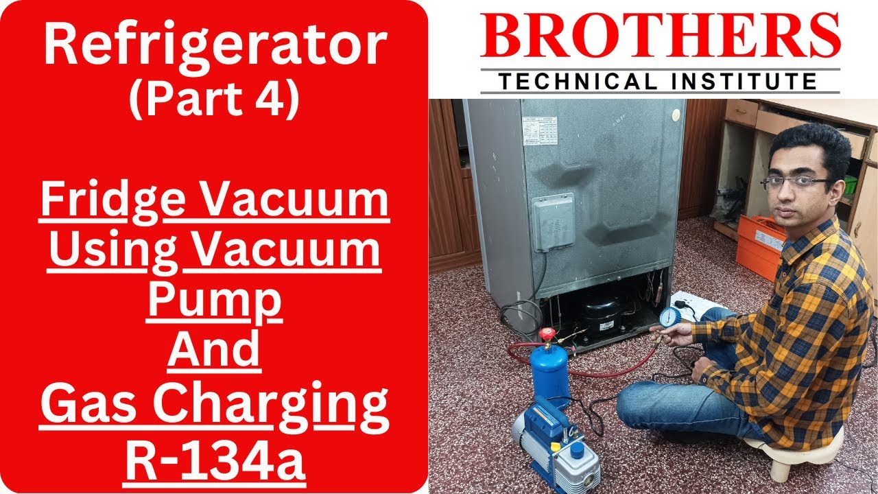 Fridge Gas Charging R134a And Vacuuming Using Vacuum Pump #gascharging #fridgerepair #fridgecourse