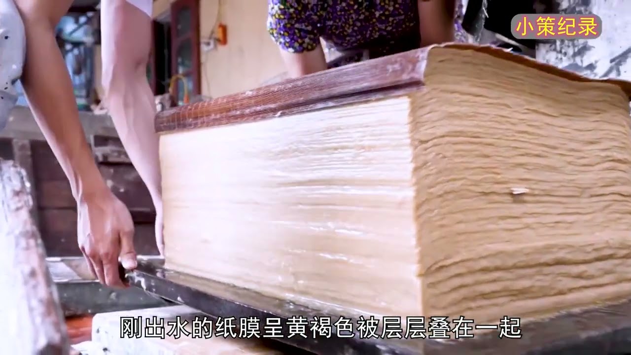 越南树皮纸是如何制作的？先将树皮磨成纸浆，再用机器压出水晒干