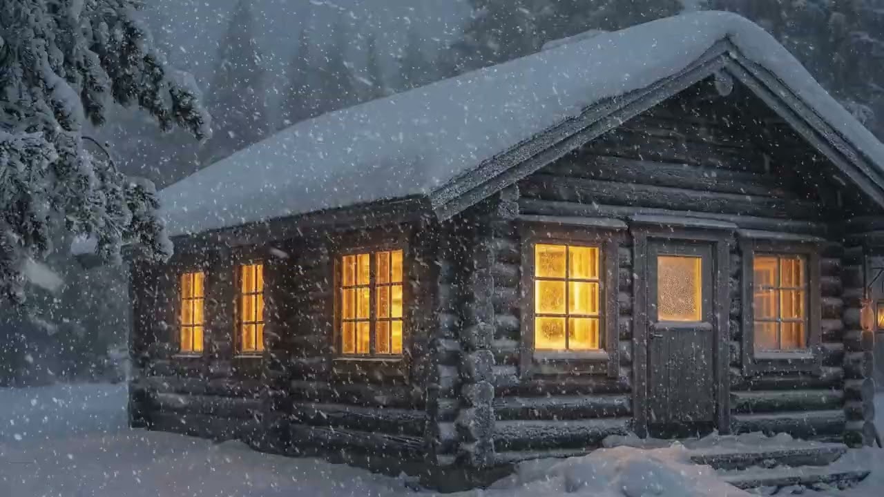 3 Hours of Deep Sleep Winter Ambience | Heavy Snowfall and Blizzard Sounds at a Cozy Hut
