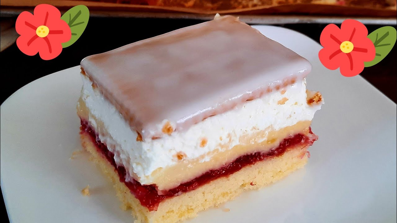 Butterkekskuchen mit Himbeeren und Pudding / нежнейший МАЛИНОВЫЙ пирог