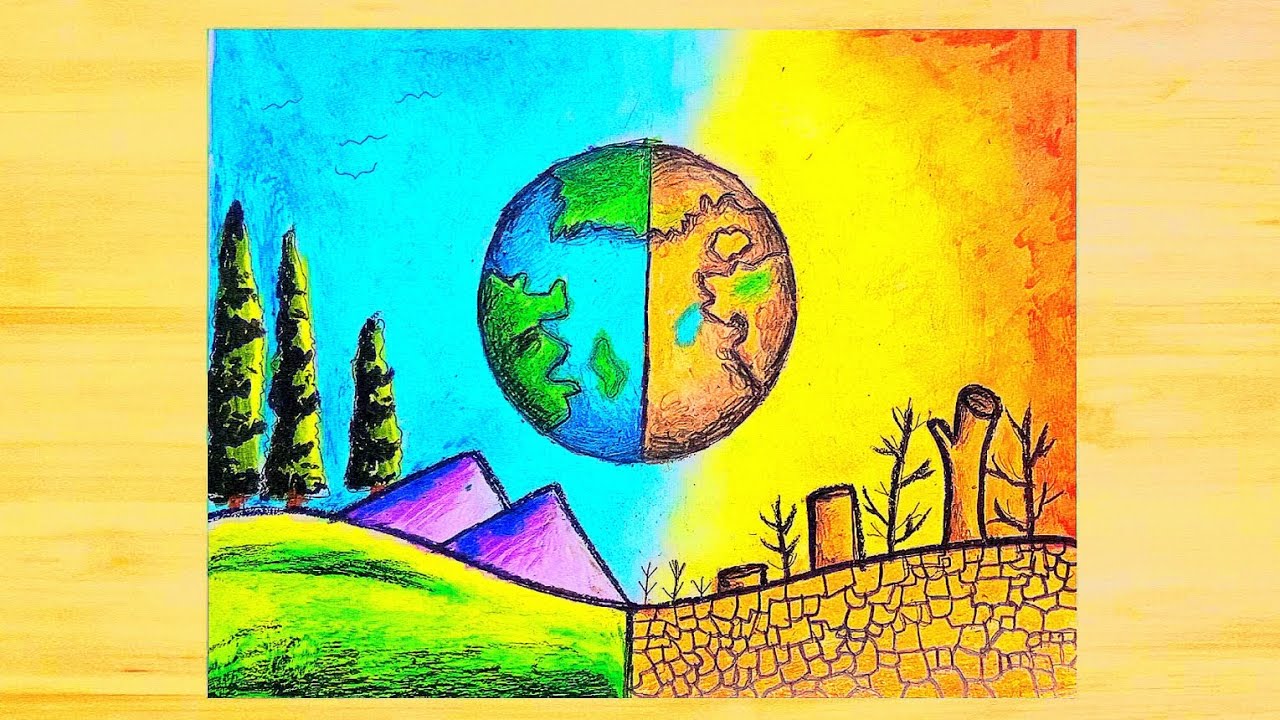 Save Earth Drawing 🌍 | Earth Before vs After Drawing Step by Step 😱
