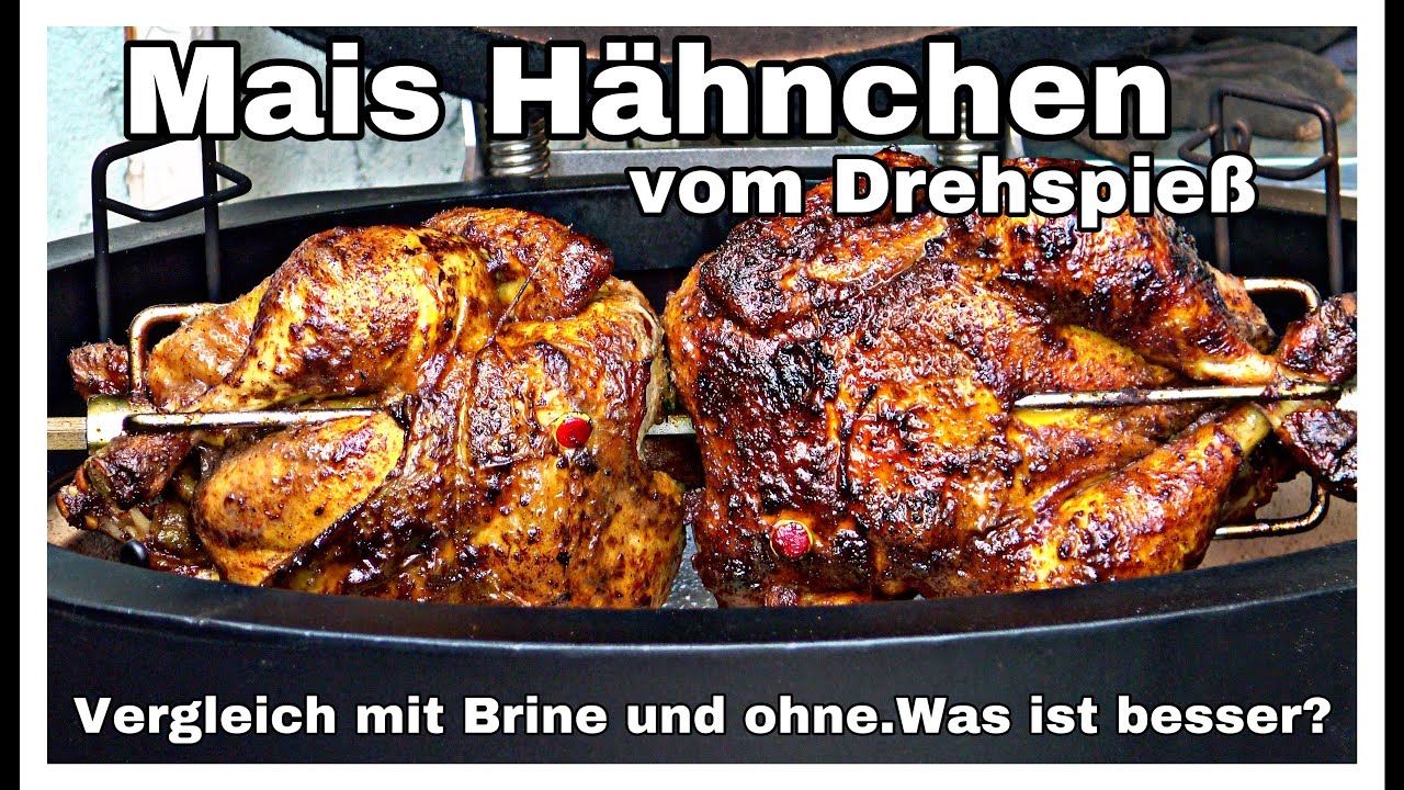 Maishähnchen vom Drehspieß - Vergleich mit Brine und ohne. Was ist besser?