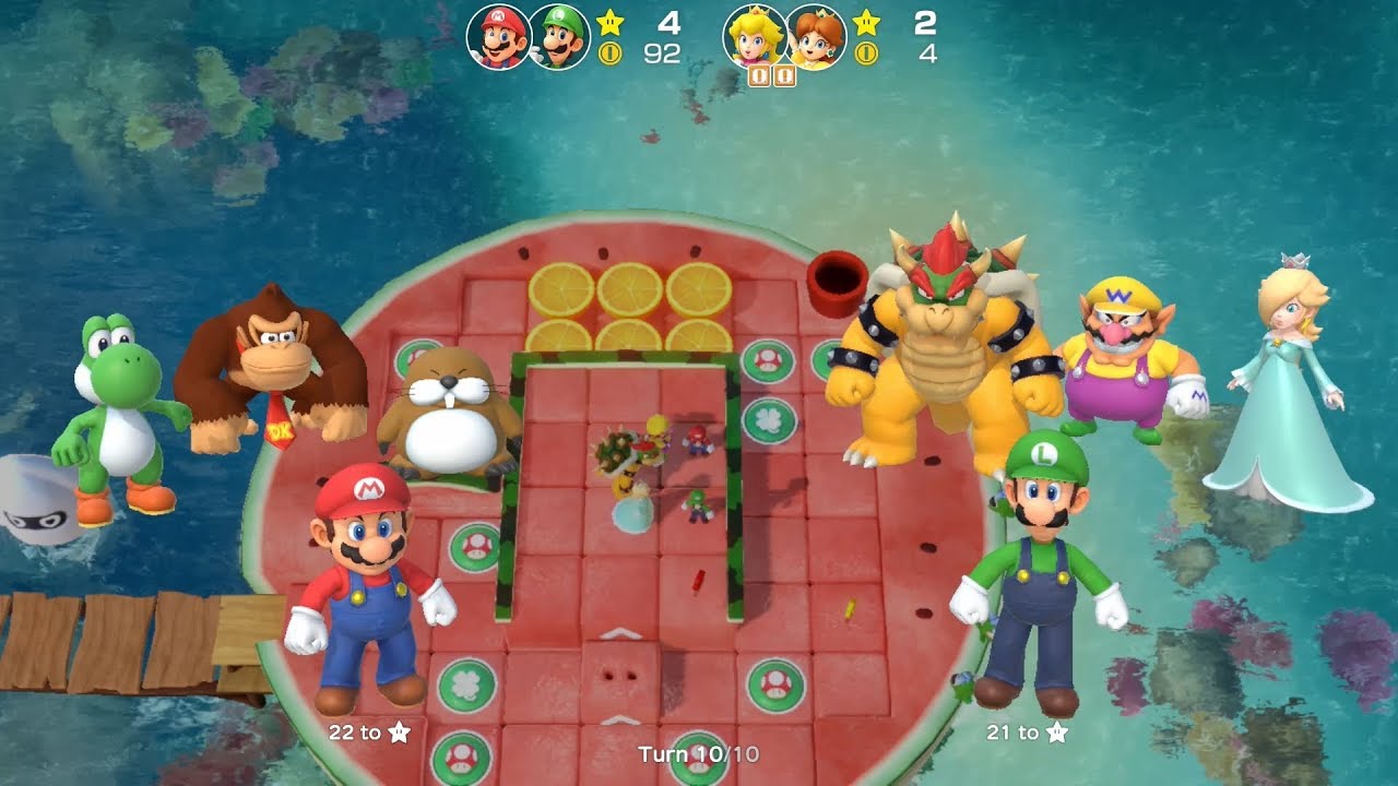 Super Mario Party Partner Party #175 Watermelon Walkabout Mario & Luigi vs Peach & Daisy