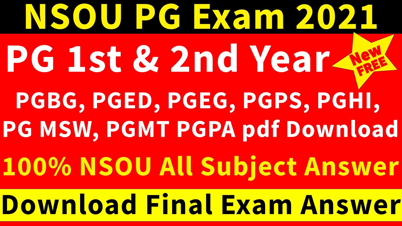 NSOU PG Final Exam 2021 Answer | NSOU PG Exam 2021 ALL Paper ANSWER [DOWNLOAD NOW]