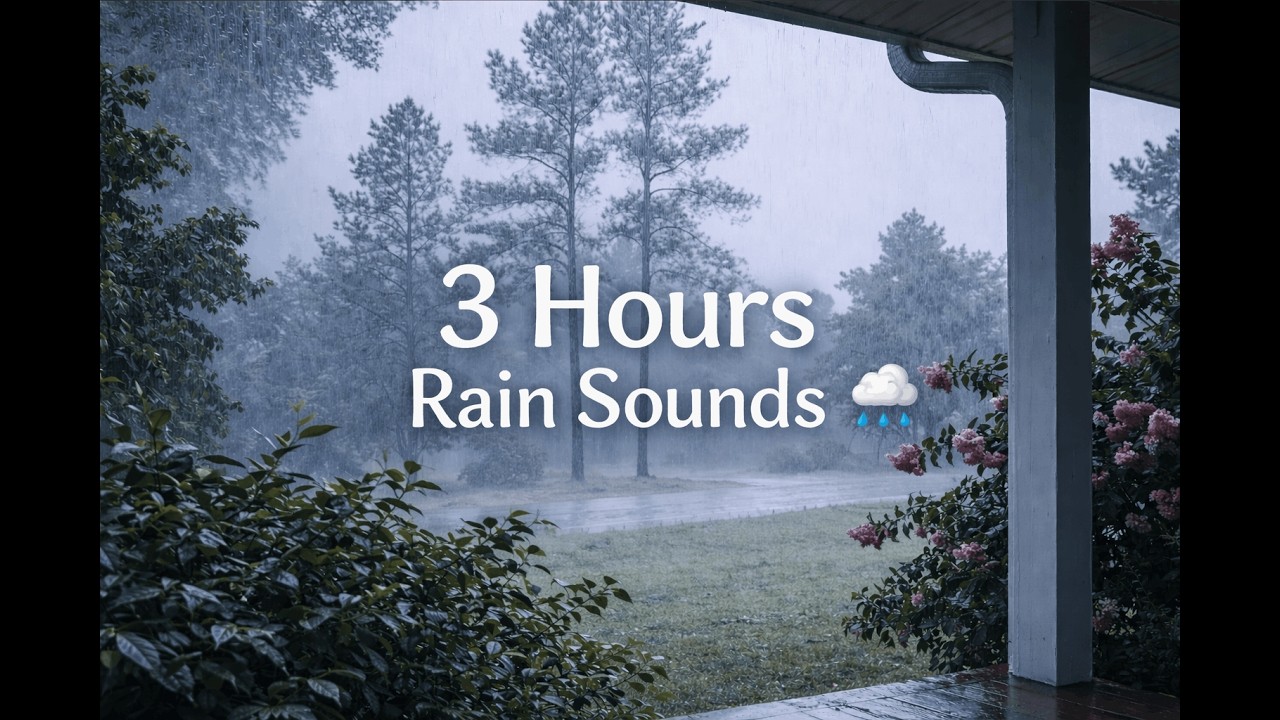 3 Hours of Heavy Rain Sounds on a Cozy Porch 🌧️ | Relaxing Rain for Sleep, Study & Stress Relief