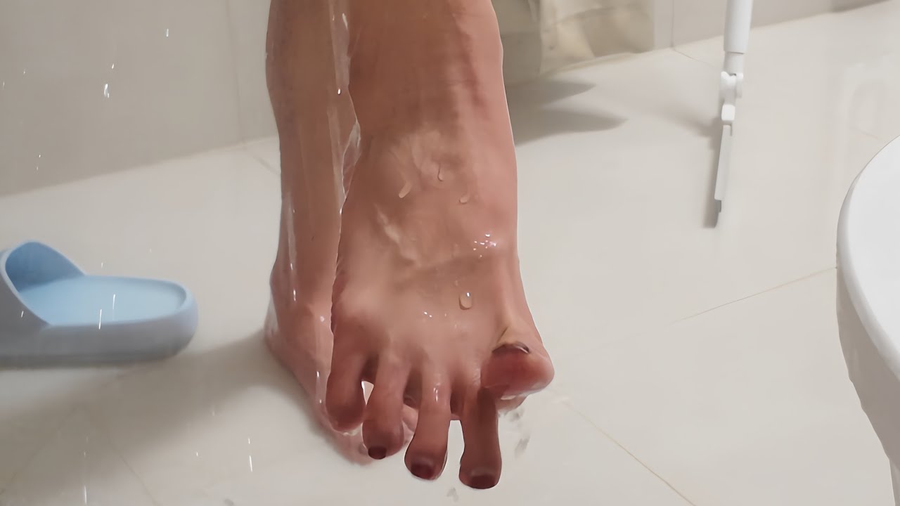 Slippery Wet Feet And Sole In The Shower