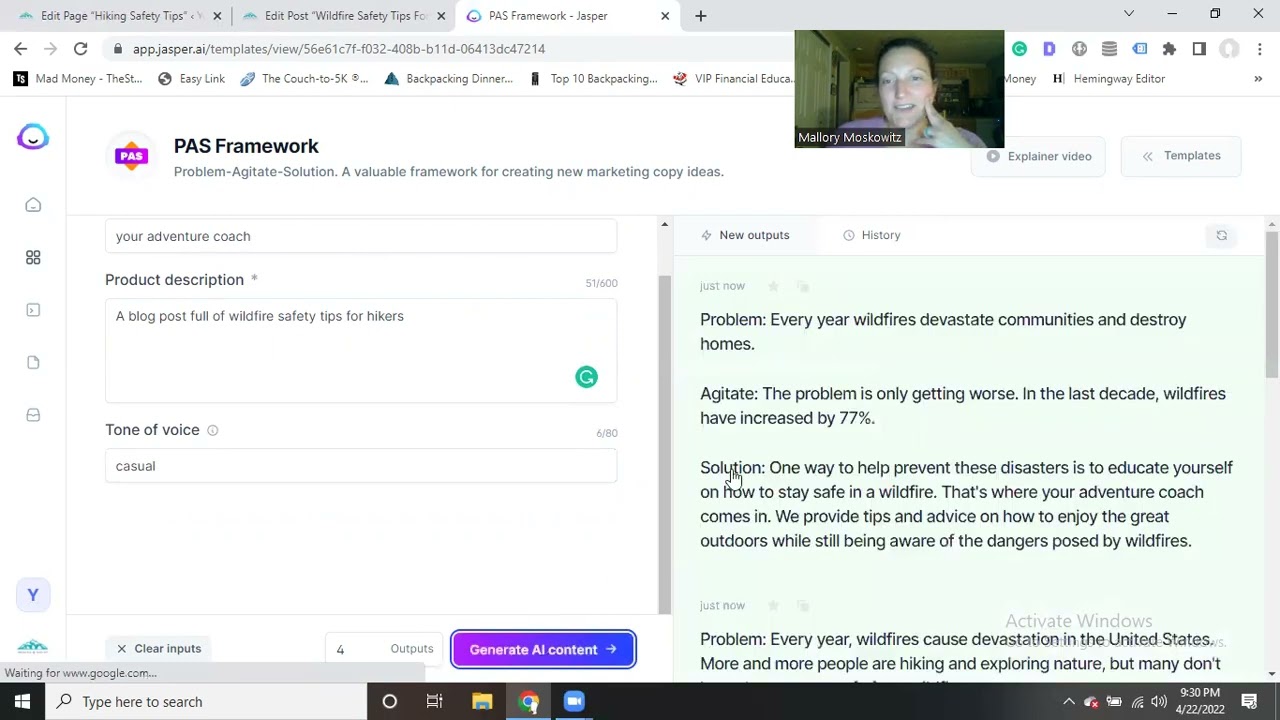 Using Jasper AI to create meta descriptions