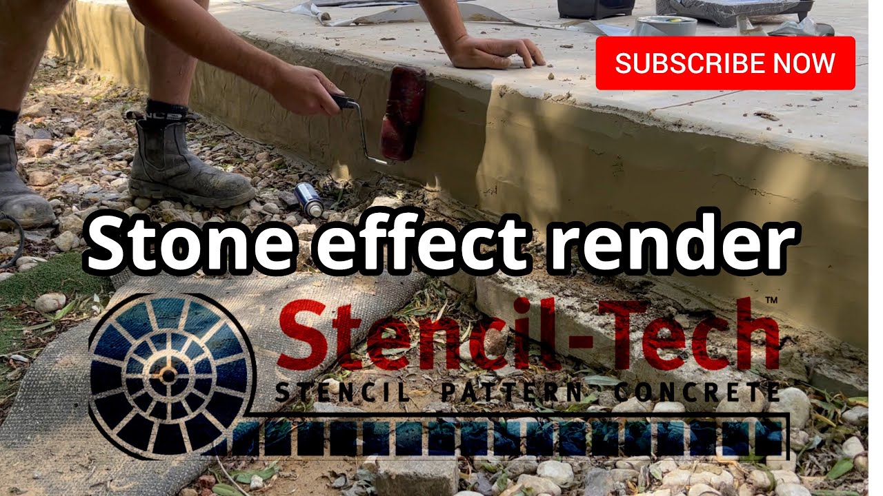 How to do stone effect render | stamp concrete | step face or walls | pattern concrete systems 🔥💪