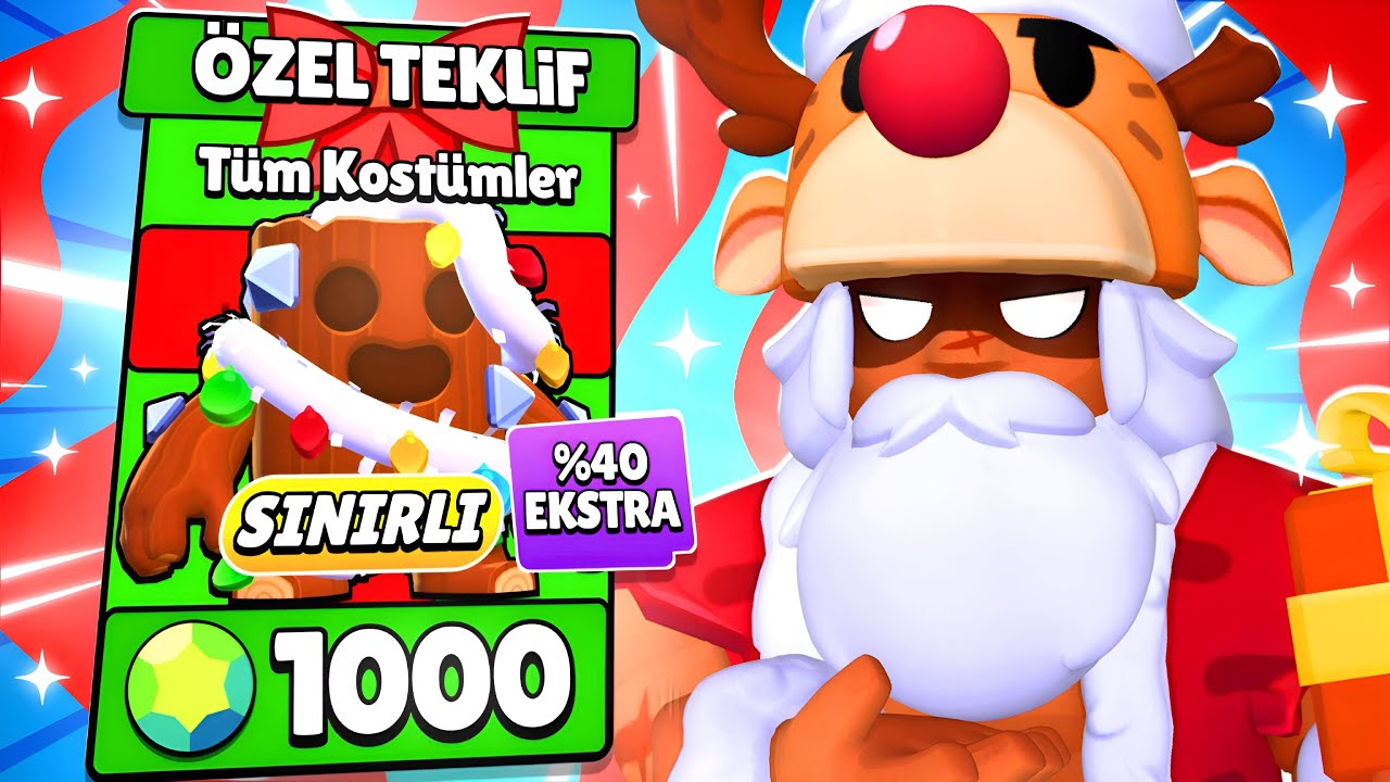 BÜTÜN YILBAŞI KOSTÜMLERİNİ ALDIM🎄 1000 ELMAS HARCADIM! Brawl Stars