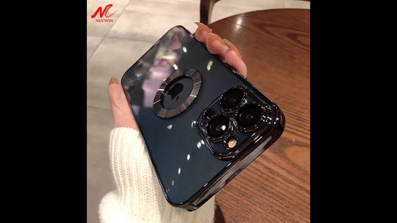 Luxury Transparent Plating Logo Hole Case for iPhone 11 Pro Max Glass Camera Protector Cover for iPh