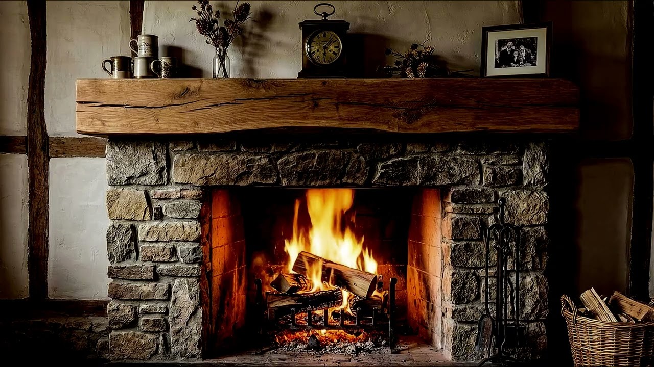Winter Night Fireplace 🔥 Cozy Cabin Fire Sounds for Deep Sleep