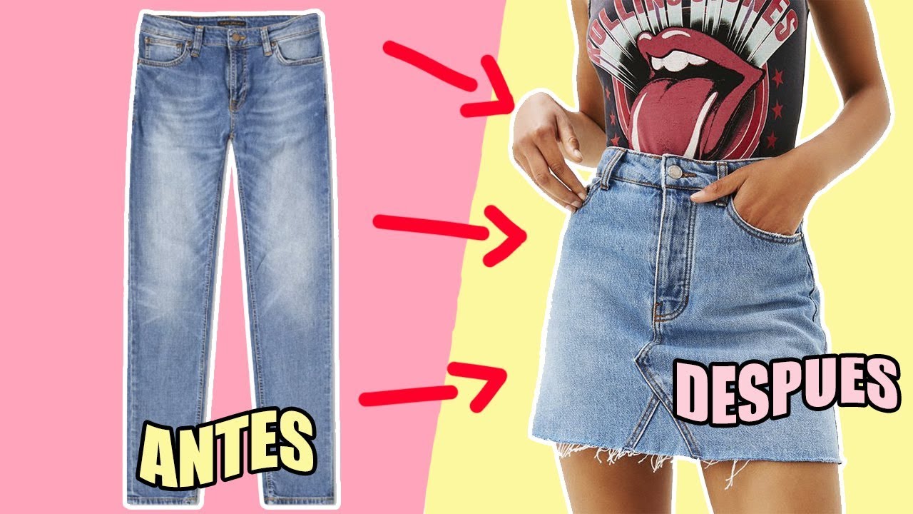 DIY TRANSFORMA UN JEAN EN UNA FALDA /SIN COSER