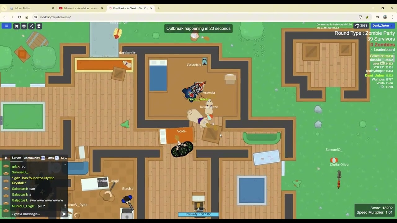 normal gameplay of braains.io