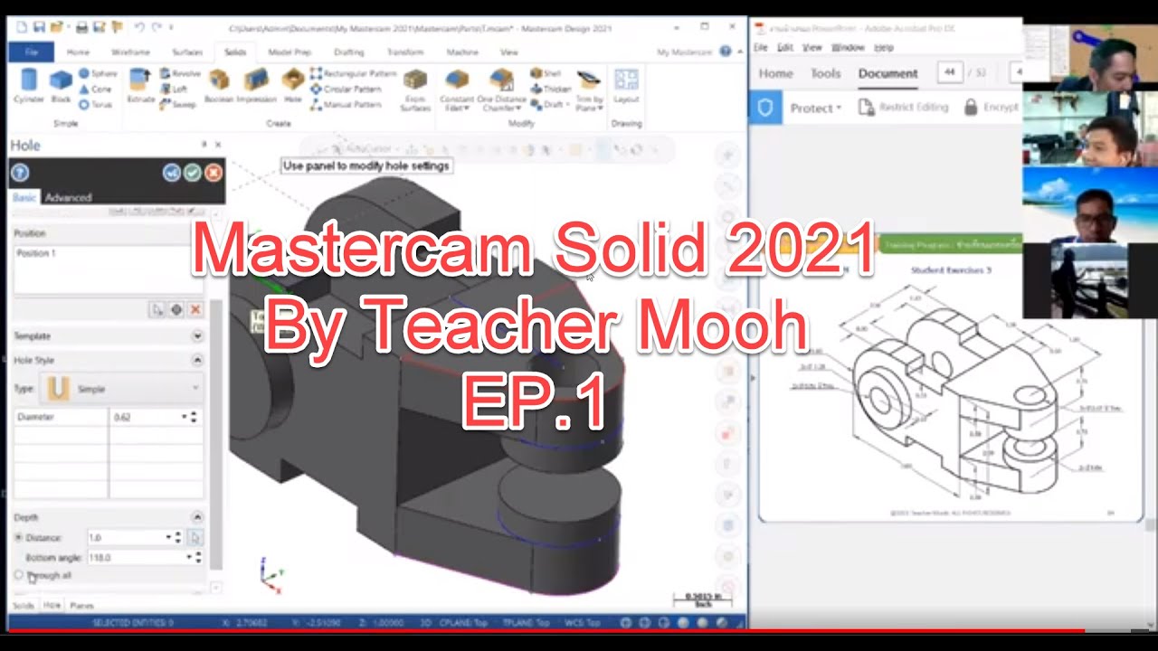 Mastercam  Solid 2021 By Teacher Mooh EP.1