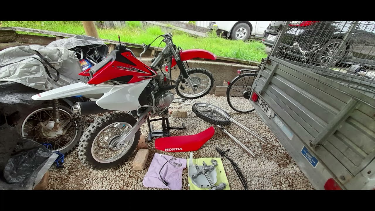 crf150f fork swap (kx85 forks)