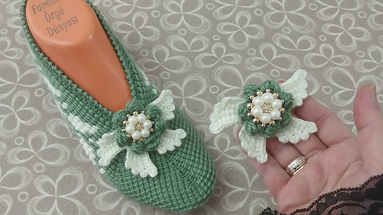 Patik Babet Süsü/Örgü Çiçek Yapılışı 